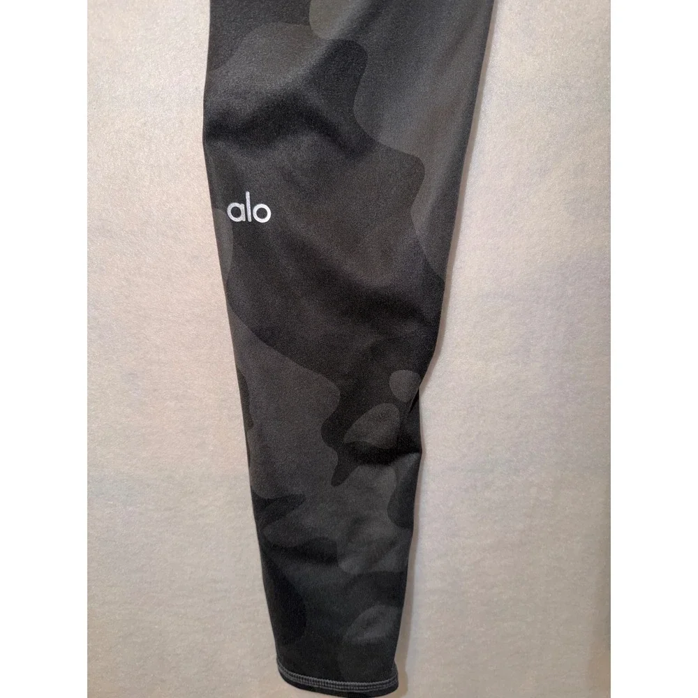Alo Yoga Camo High Waist Leggings Black Grey Activewear Workout‎ Fitness Size S